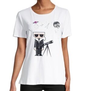 Karl Lagerfeld White Telescope Space T Shirt size M